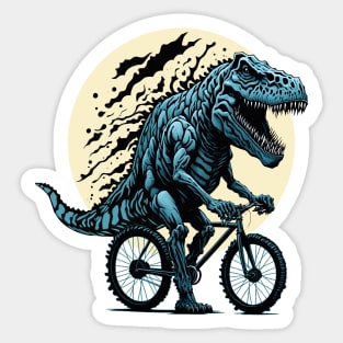 Dinosaur lover cyclist on the moon in forest Sticker